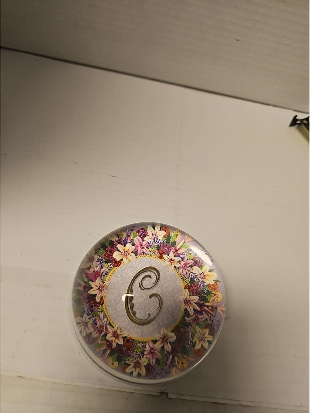 Punch Studio Crystal Monogram Letter C Round Paperweight France